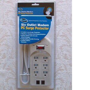 iConcepts 6-Oulet Surge Protector Center with Fax/Modem Protector